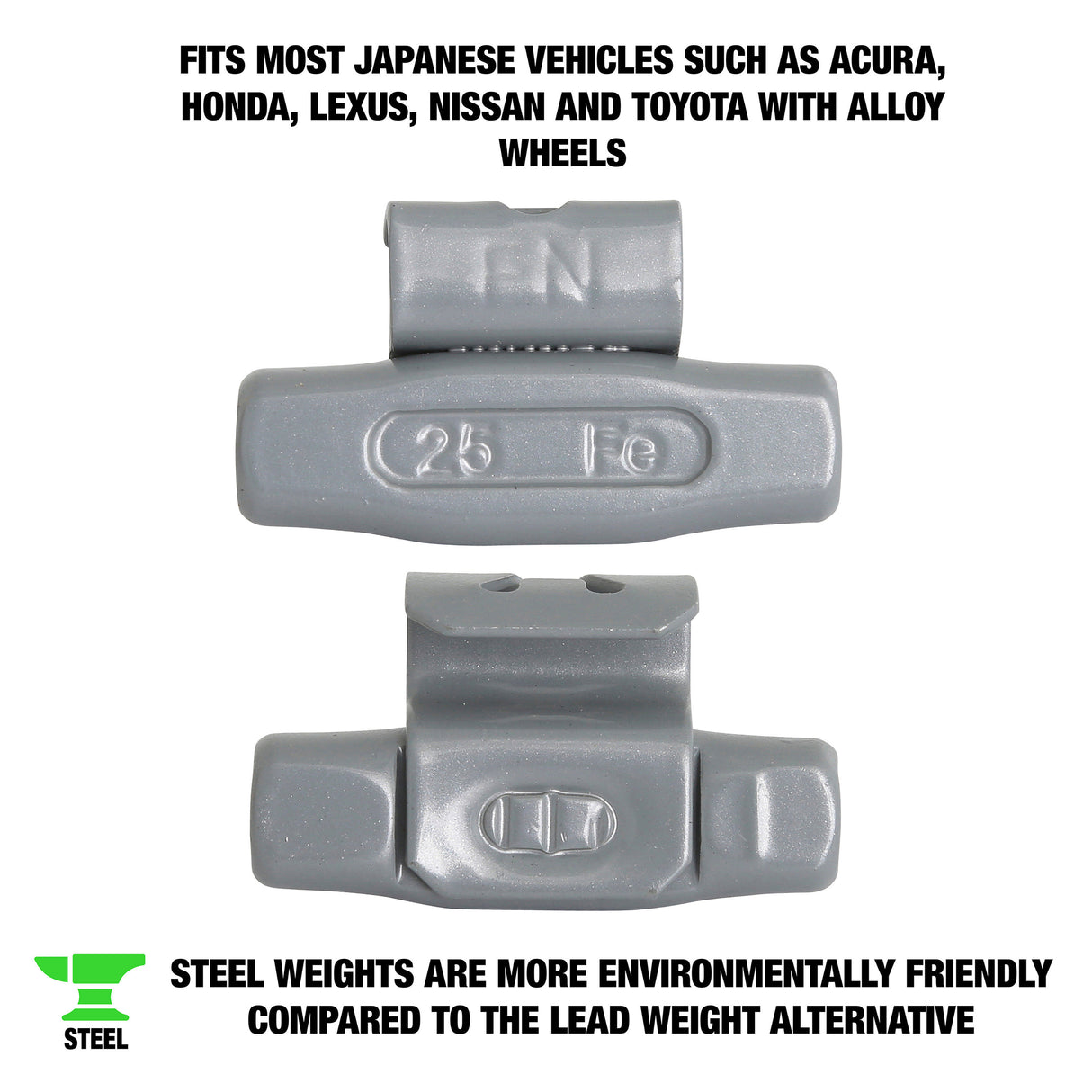 OEMTOOLS 23267 25 gm. FN Style Steel Wheel Weight - 1 Box of 25 Additional Image 1