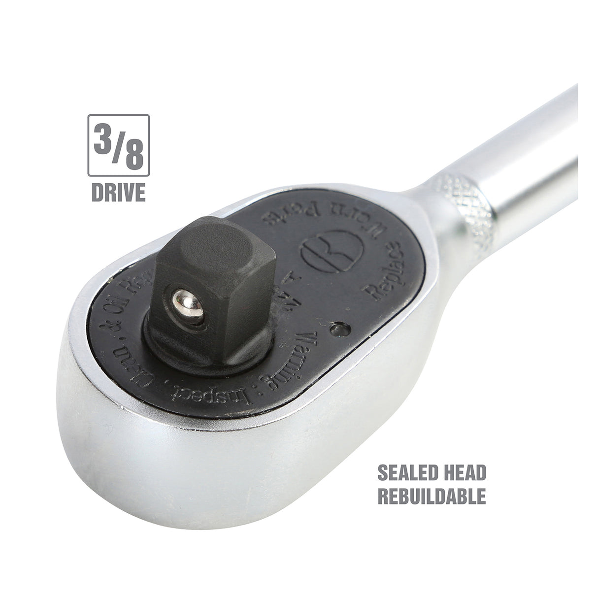 OEMTOOLS 22910 3/8 Inch Drive Ratchet (4 Inch) with Stubby Handle Additional Image 2