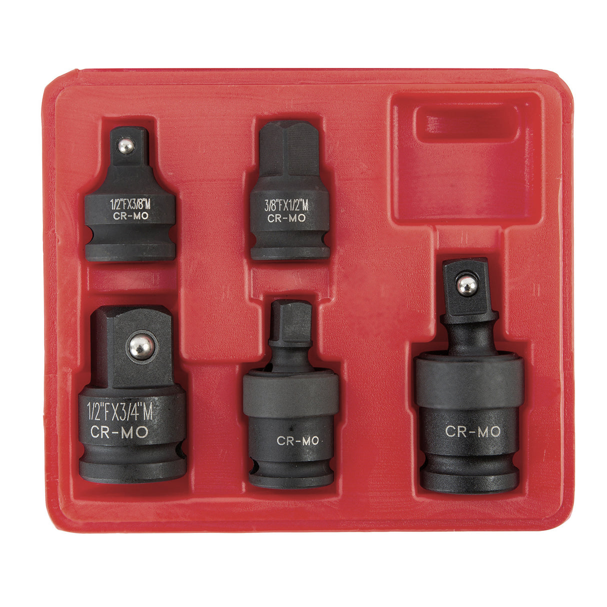 OEMTOOLS 24226 5 Piece Adapter & U-Joint Impact Set with 3/8in. & 1/2in. Drive Additional Image 2