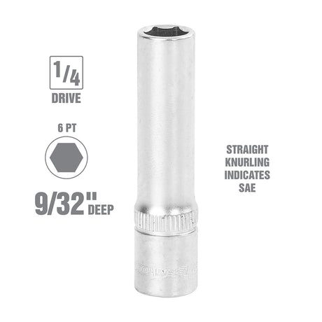 OEMTOOLS 22259 1/4 Inch Drive 6 Pt. Deep Socket (9/32 Inch) Additional Image 1