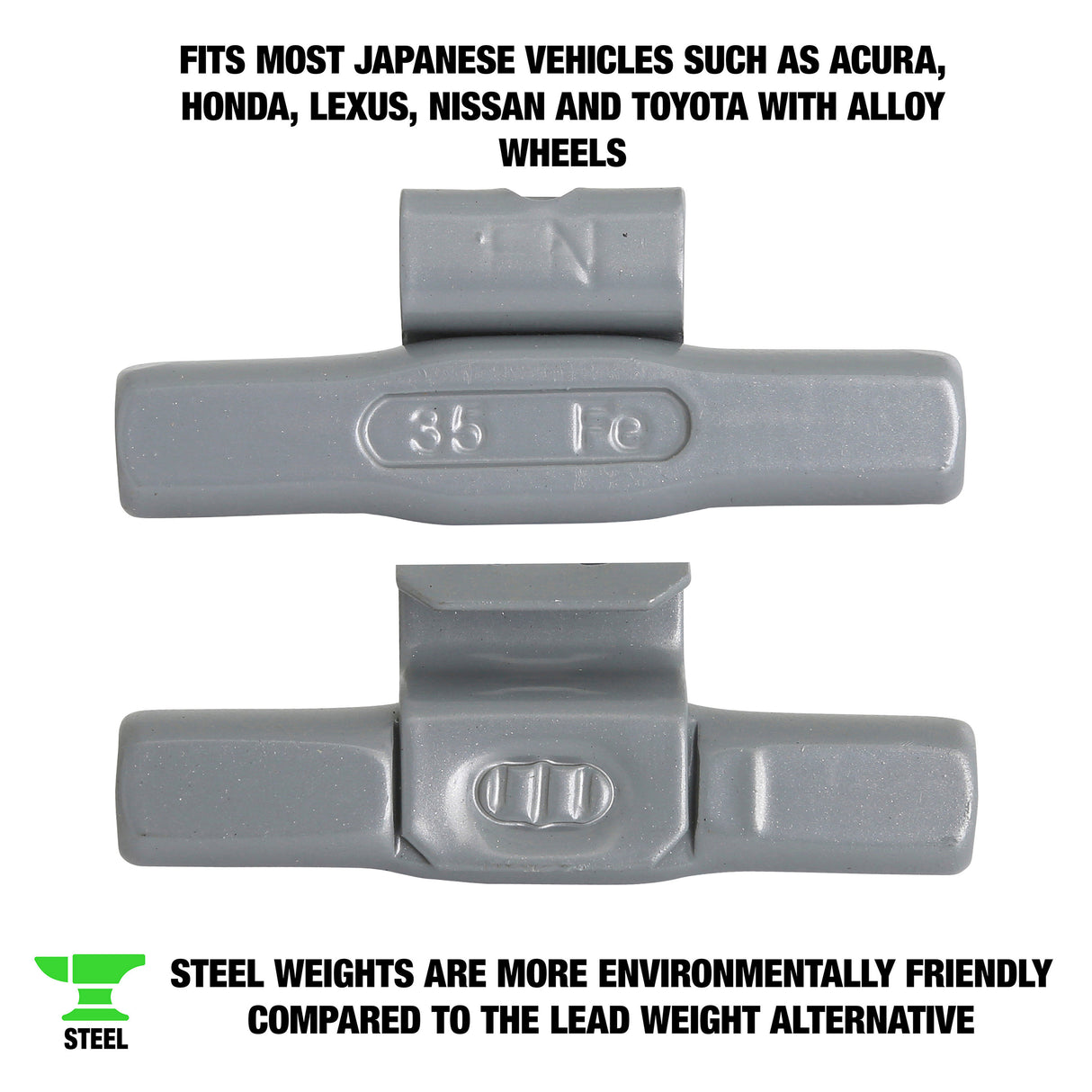 OEMTOOLS 23270 35 gm. FN Style Steel Wheel Weight - 1 Box of 25 Additional Image 1