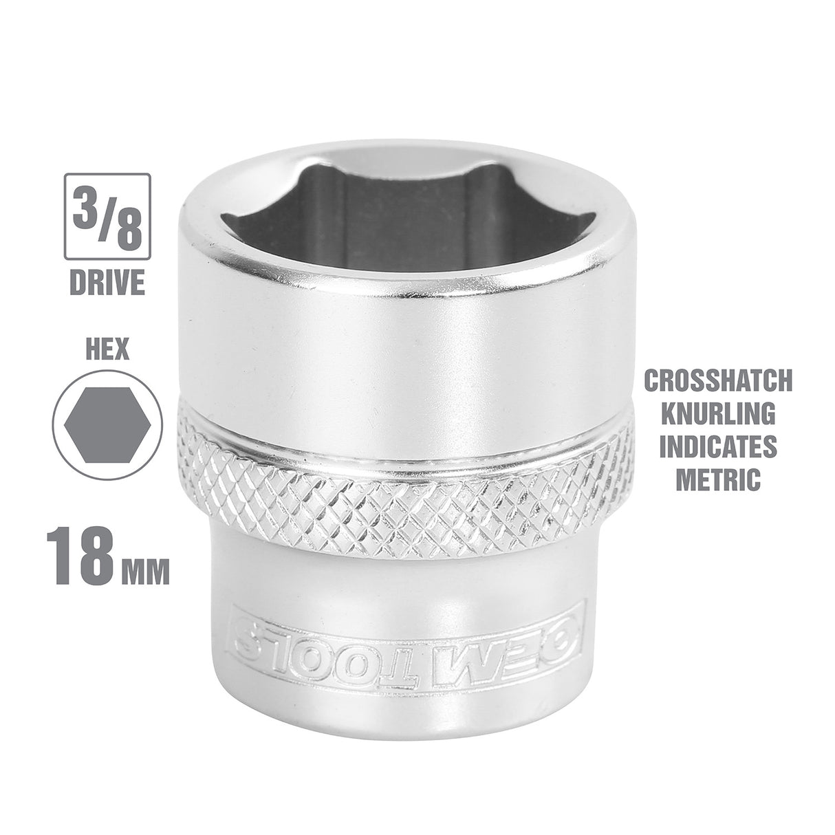 OEMTOOLS 22292 3/8 Inch Drive 6 Pt. Socket (18 mm) Additional Image 1