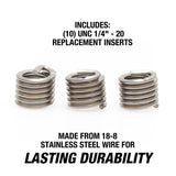 OEMTOOLS 25603 Thread Repair Insert - UNC 1/4in. - 20 (10 Piece) Additional Image 1