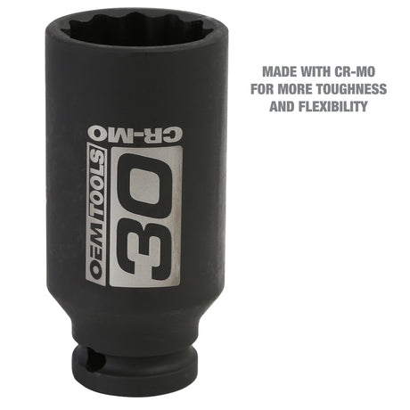 OEMTOOLS 24714 1/2in. Drive 12 Pt. Axle Nut Socket (30 mm) Additional Image 2
