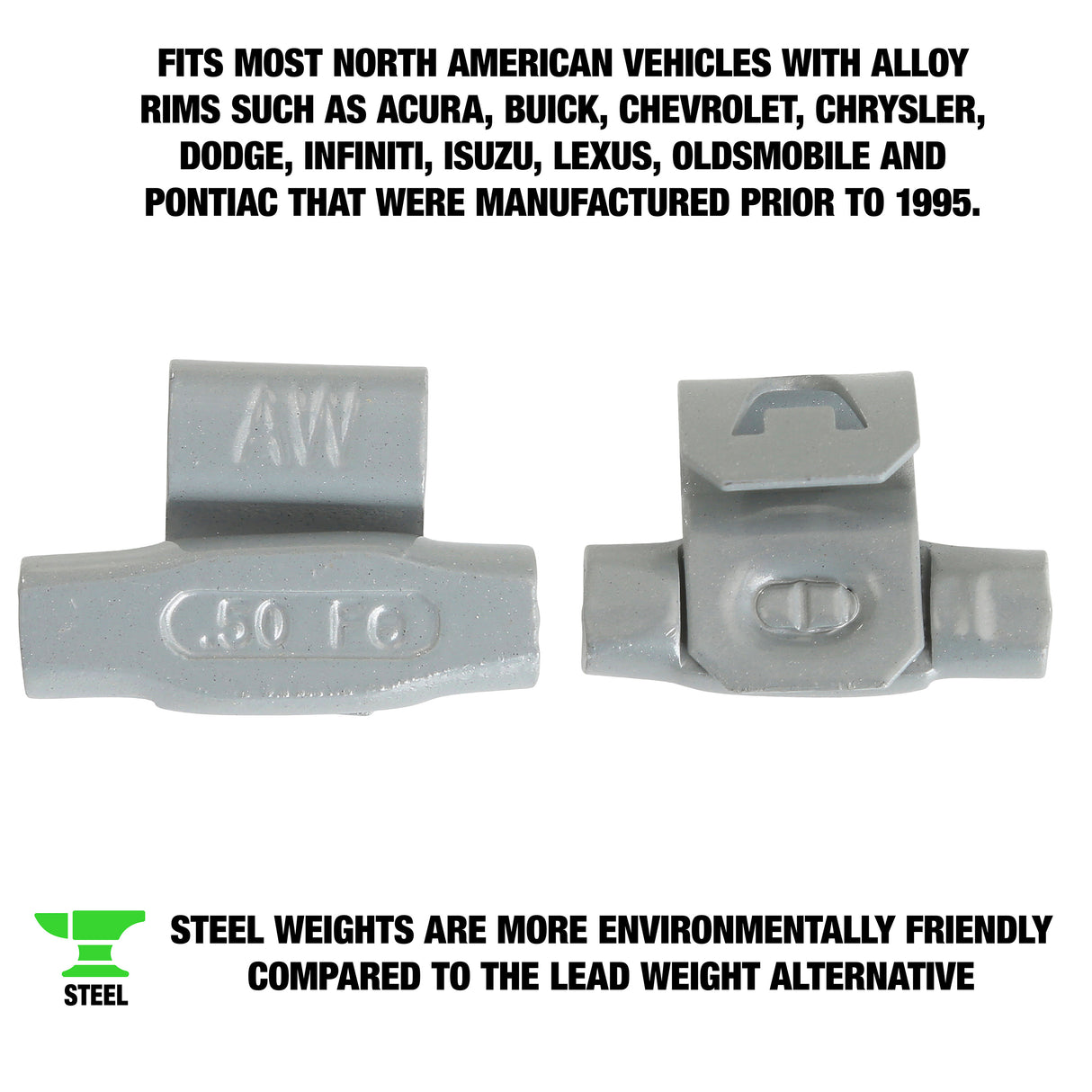 OEMTOOLS 23231 0.50 Oz. AL Style Steel Wheel Weight - 1 Box of 25 Additional Image 1