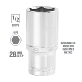 OEMTOOLS 22456 1/2 Inch Drive 6 Pt. Deep Wall Socket (28 mm) Additional Image 1